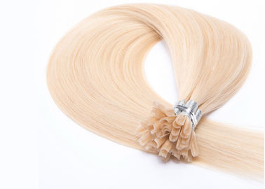 चीन नरम चमकदार रेमी गोरा बालों के विस्तार नॉट्स या जूस के बिना स्वस्थ साफ आपूर्तिकर्ता